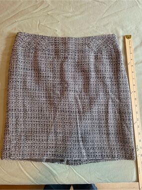 Ann Taylor Loft Classic Tweed Pencil Skirt - White/Navy